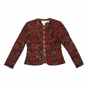 VTG Karin Stevens Quilted Tapestry Jacket Paisley Print 8